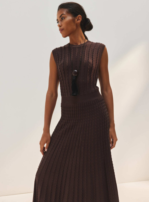 Openwork knit dress Estelle chocolate