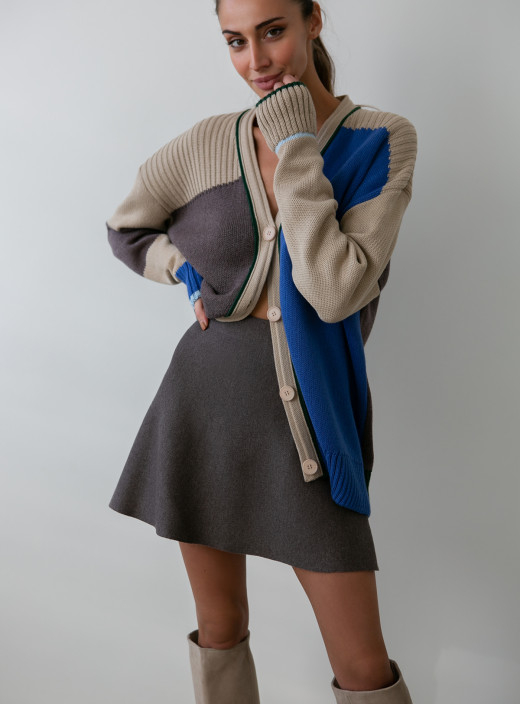 Юбка мини из плотного трикотажа капучино