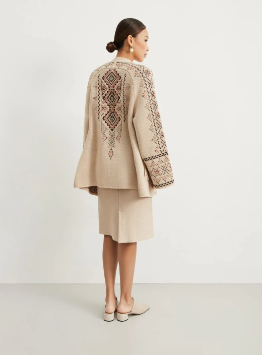 Medium length cardigan Sila Pokolin cream