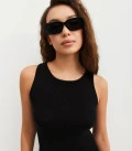 Kate mini dress with ribbed knit black
