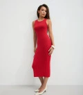 Kate midi dress with ribbed knit red