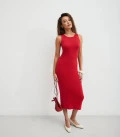 Kate midi dress with ribbed knit red