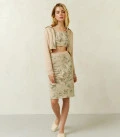 Cardigan with a print of Leaves cream