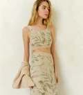 Cardigan with a print of Leaves cream
