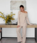 Pants with a textured pattern Primavera cream