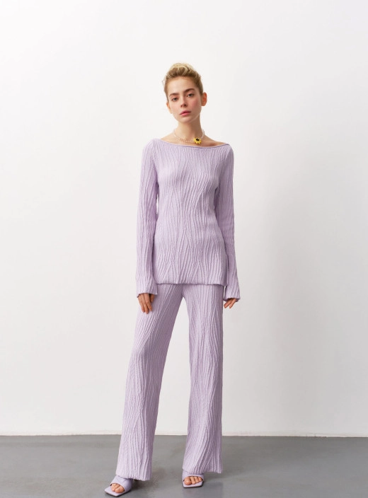 Pants with a textured pattern Primavera lavender