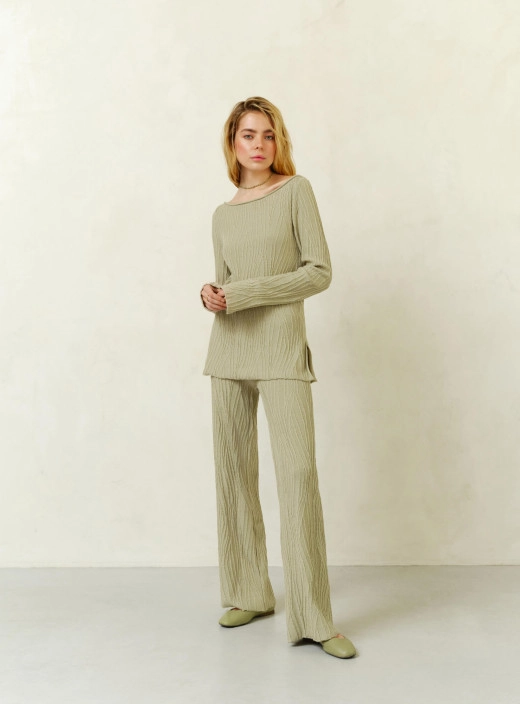 Pants with a textured pattern Primavera light olive