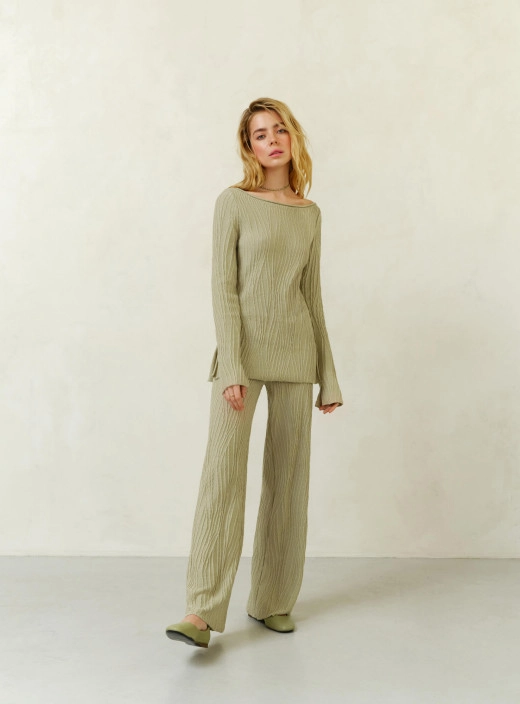Suit with textured pattern Primavera light olive