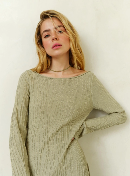 Jumper with textured pattern Primavera light olive