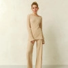 Pants with a textured pattern Primavera cream