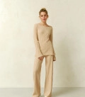 Pants with a textured pattern Primavera cream