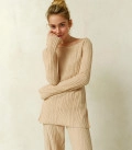 Pants with a textured pattern Primavera cream