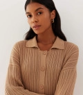 Set of jumper with a collar with buttons and straight-fit trousers Adaline caramel