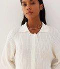 Set of jumper with a collar with buttons and straight-fit trousers Adaline milk