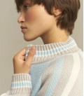 Striped bomber jacket "GLOW" light blue-grey