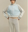 Striped bomber jacket "GLOW" light blue-grey