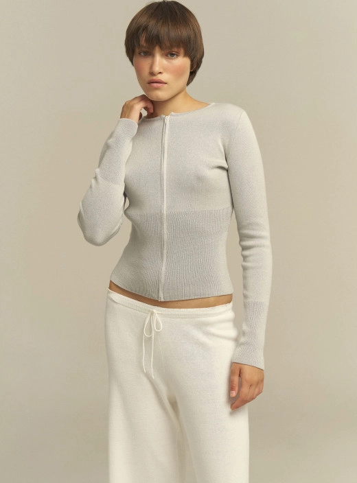Silhouette cardigan "ZIPPER" gray