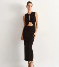 Dress with a twist on the chest sleeveless black
