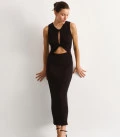 Dress with a twist on the chest sleeveless black