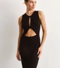 Dress with a twist on the chest sleeveless black