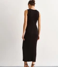 Dress with a twist on the chest sleeveless black