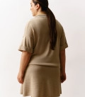 Polo jumper with a textured collar beige