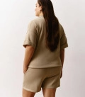 Polo jumper with a textured collar beige