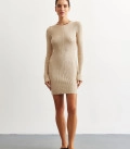 Dress silhouette mini textured knit cream