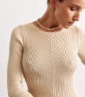 Dress silhouette mini textured knit cream