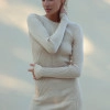 Dress silhouette mini textured knit cream