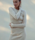 Dress silhouette mini textured knit cream