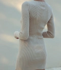Dress silhouette mini textured knit cream