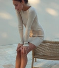 Dress silhouette mini textured knit cream