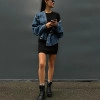 Dress silhouette mini textured knit black