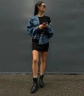 Dress silhouette mini textured knit black