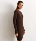 Dress silhouette mini textured knit chocolate