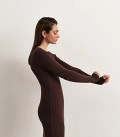Dress silhouette mini textured knit chocolate