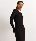 Dress silhouette mini textured knit black