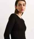 Dress silhouette mini textured knit black