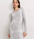Dress with a floral print midi / maxi Gray + Milk