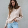 Sweater with a geometric print cream