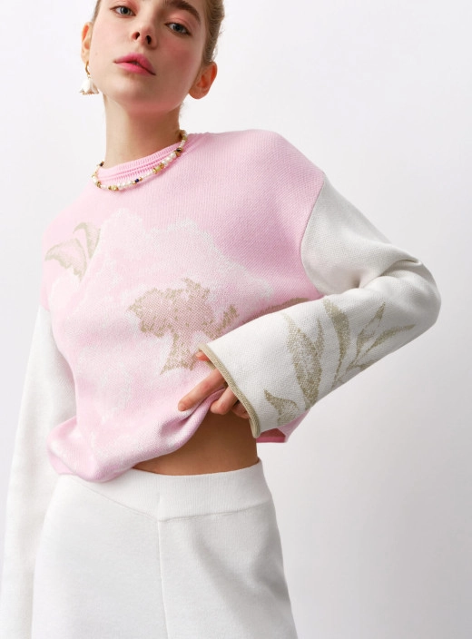 Jumper with an active print Flower pink