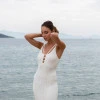 Dress with a highlighted neckline Butterfly milk
