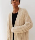 Long cardigan made of fluffy yarn with a textured pattern Ellin beige