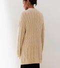 Long cardigan made of fluffy yarn with a textured pattern Ellin beige