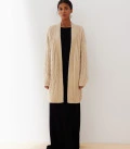 Long cardigan made of fluffy yarn with a textured pattern Ellin beige