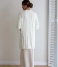 Long cardigan made of fluffy yarn with a textured pattern Ellin milk