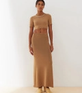 Maxi skirt made of natural viscose Aurora caramel