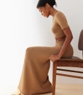 Maxi skirt made of natural viscose Aurora caramel