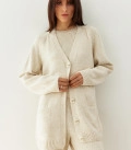 Costume cardigan with T-shirt and trousers Nidea light beige